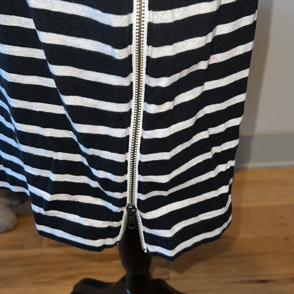 J. Crew black ivory striped shift dress side ling zippers Sz M - Picture 8 of 11